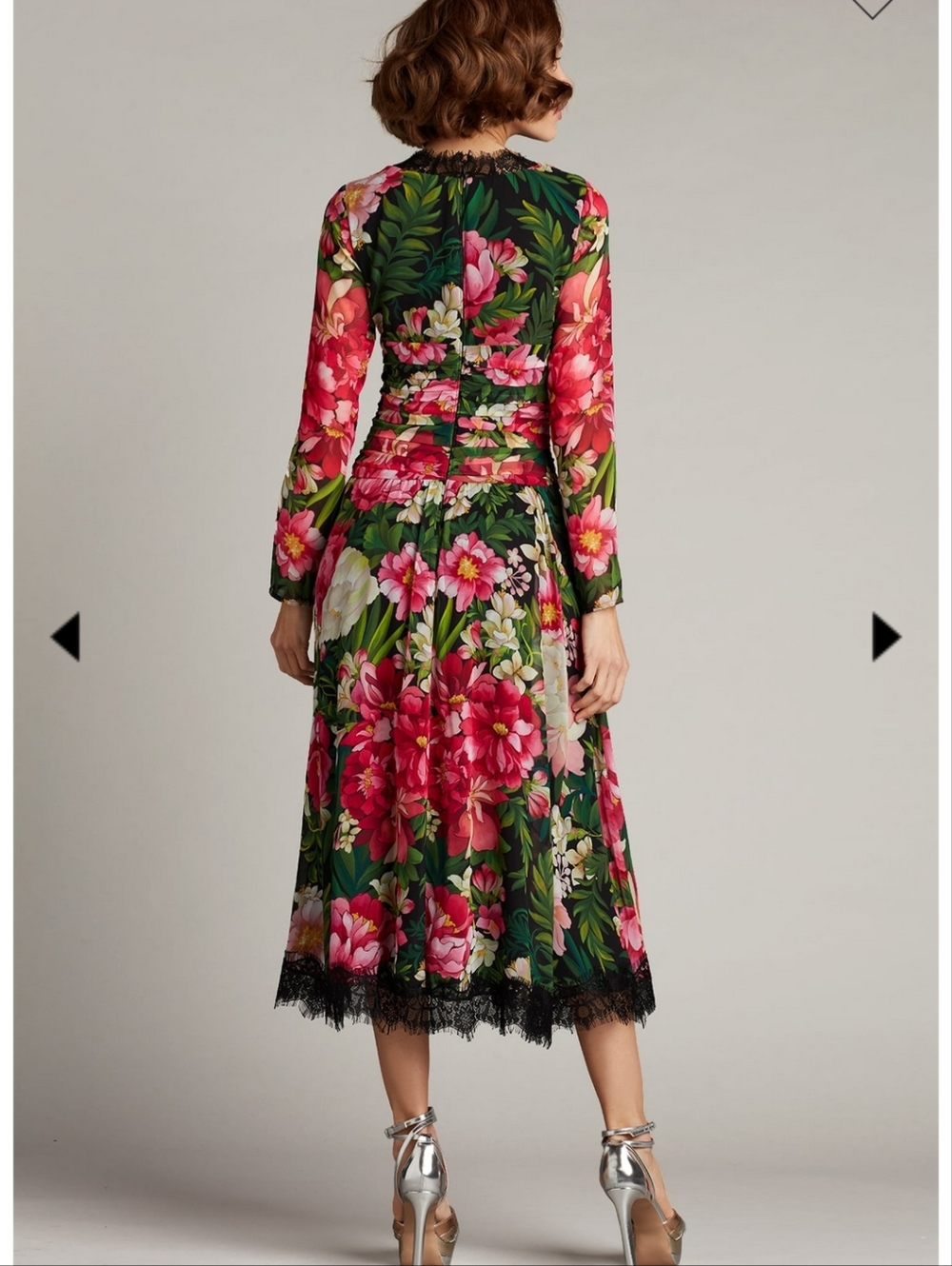 NWT $529 Tadashi Shoji Iola Floral Print Wrap Dress black lace trim size 2 - Picture 2 of 5